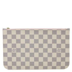 Louis Vuitton  Neverfull MM Pochette Damier Azur Wristlet Rose Ballerine